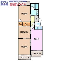 臼井マンション 3DKの間取図画像