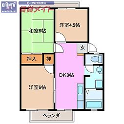 ハイツオクヤマA 3DKの間取図画像