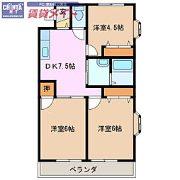ラピス桜橋 3DKの間取図画像