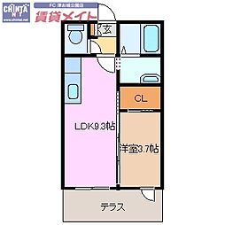 ボヌール 1LDKの間取図画像