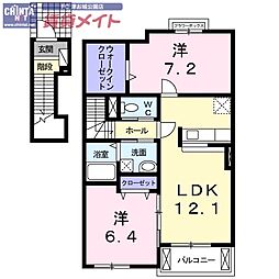 ピースガーデンA 2LDKの間取図画像