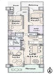 コスモ西大島ロイヤルフォルム 3LDKの間取図画像