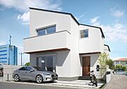 【建物プラン例(外観パース)/No.D】陽光に映える白亜の邸宅。静けさの中に凛とした存在感を放ち、訪れる者の心をそっと奪う。日常に優雅さと深い安らぎを添える、ただひとつの私邸がここに。