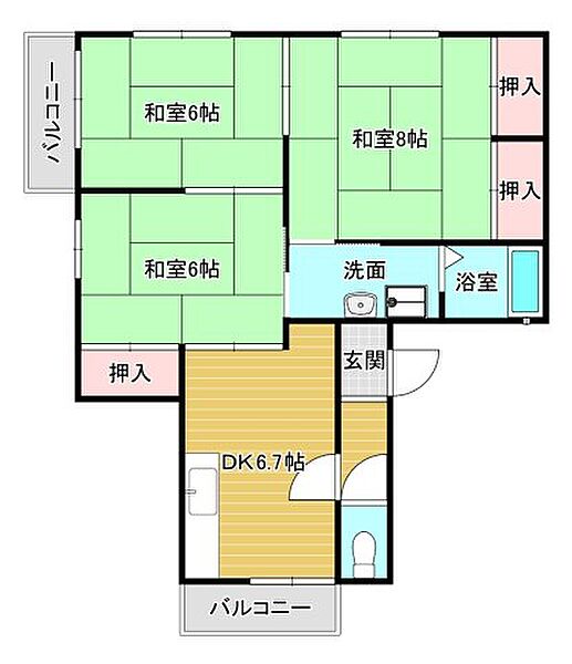 サンハイツＢ ｜大阪府河内長野市栄町(賃貸アパート3DK・2階・60.00㎡)の写真 その2