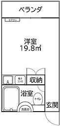 ホワイトパレス黄金 1Kの間取図画像