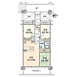 デュプレックス大里西 3LDKの間取図画像