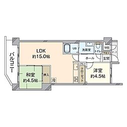 ホワイトキャッスル若葉 2LDKの間取図画像