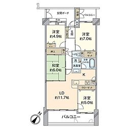 ヴェルデコート大蔵・東壱番館 4LDKの間取図画像