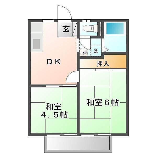 シャンボールホワイトＡ・Ｂ・Ｃ ｜広島県福山市新涯町5丁目(賃貸アパート2DK・2階・35.91㎡)の写真 その2