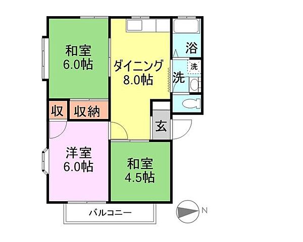 ガーデン茶山Ｂ ｜広島県福山市新涯町4丁目(賃貸アパート3DK・1階・56.09㎡)の写真 その2