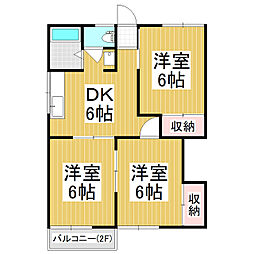 フォーブルほりがね 3DKの間取図画像