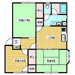 メゾニティ高木 3DKの間取図画像