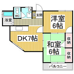 神田ハイツ 2DKの間取図画像