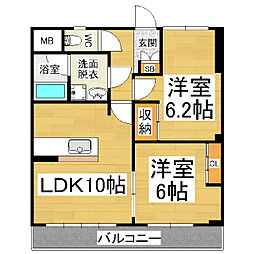 クラウド鶴 2LDKの間取図画像