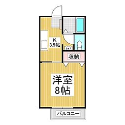 サンビレッジ宗賀B棟 1Kの間取図画像