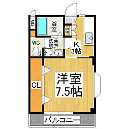ワンルームマンションそら 1Kの間取図画像