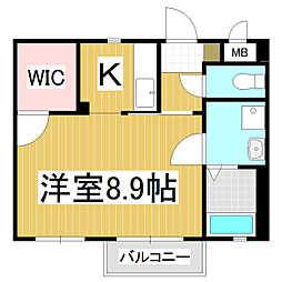 梨の木 1Kの間取図画像
