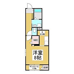 コーポ林II 1Kの間取図画像