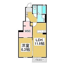 Grande広丘 C棟 1LDKの間取図画像