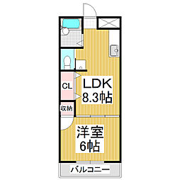 ロイヤルマンション九里巾 1LDKの間取図画像