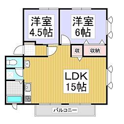 コーポクレール 2LDKの間取図画像