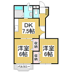 パストラル 2DKの間取図画像