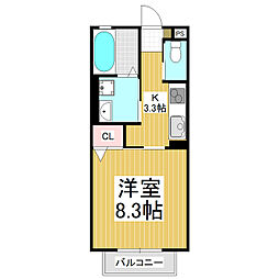 リンアンサス 1Kの間取図画像