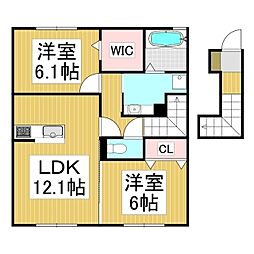 ヴァンフォーレ塩嶺 2LDKの間取図画像