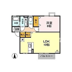ロイヤルガーデンエリナC 1LDKの間取図画像