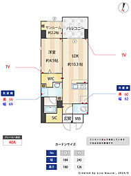 アネーロ西新4 1LDKの間取図画像