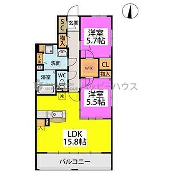 (仮称)昇町3丁目ビル 301｜福岡県春日市昇町３丁目(賃貸マンション2LDK・3階・67.05㎡)の写真 その2