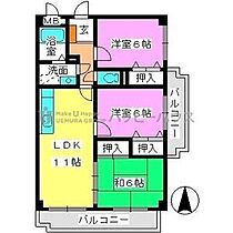 サンシャトーレFUJI 601 ｜ 福岡県那珂川市片縄２丁目35（賃貸マンション3LDK・6階・66.30㎡） その2