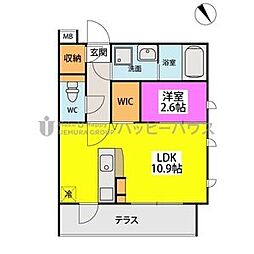 ルーベンス　ローザ　II 1階1LDKの間取り