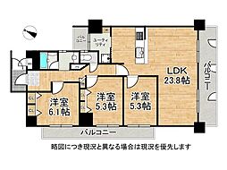 パームスクエアジェームス山 3LDKの間取図画像