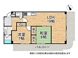 エクシード星が丘 2LDKの間取図画像