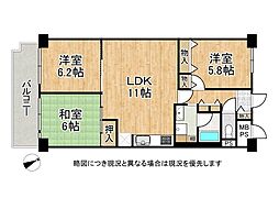 ドルミハイツ垂水A棟 3LDKの間取図画像