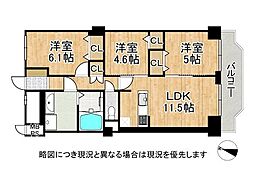 シーサイドシャトー塩屋 3LDKの間取図画像