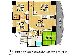 名谷7団地33号棟 4DKの間取図画像