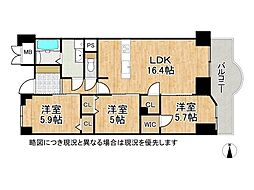 マリンパレス明石 3LDKの間取図画像