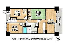 ウインヒルズジェームス山 3LDKの間取図画像