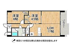朝日プラザCITYウエストヒル神戸A棟 2LDKの間取図画像