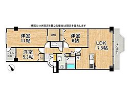須磨パークヒルズD棟DELPHINUS 3LDKの間取図画像