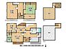 間取り：南向き三方角地で陽当り良好！延床面積160m2超のゆったりとした4LDK の間取りです