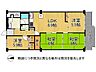 間取り：和室2室、洋室2室を備えた4LDKの角住戸です。