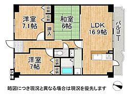 サンシティ朝霧 3LDKの間取図画像