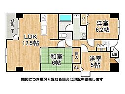朝日プラザウエスティ神戸 3LDKの間取図画像