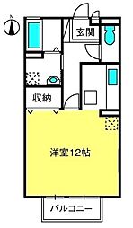 クレールI 1階ワンルームの間取り