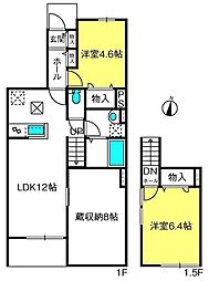 Ｒａｆｆｉｎａｔｏ 1階2LDKの間取り
