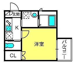 Ｇｒｏｅｉ浦和神明 2階1Kの間取り