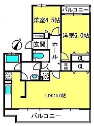 セレーノ大宮C棟 2LDKの間取図画像
